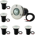 6PCS Ground LED Landscape Lights - 3W Outdoor Buried Lamp IP67 Waterproof Stainless Steel Recessed Spotlight Low Voltage 12V COB Mini LED Well Light(White Light)