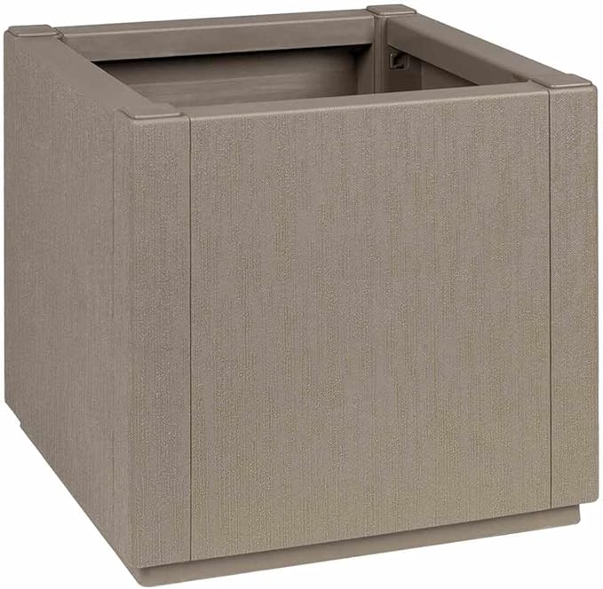 Garden Planter Gray 36x36x35 cm Polypropylene Outdoor Indoor Fade Resistant Textured Finish Raised Garden Bed for Plants