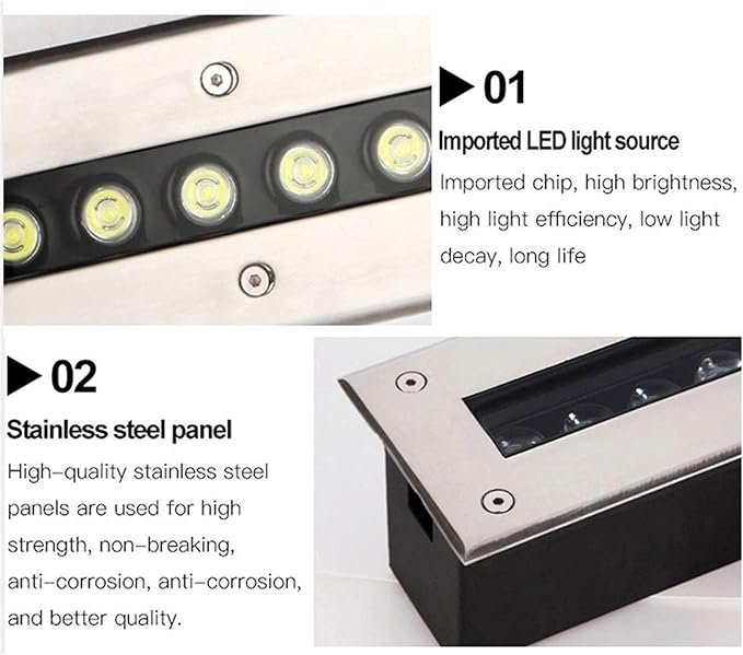 Outdoor Recessed LED Spotlight - Buried Yard Lamp IP67 Waterproof Rectangular Linear Underground LightsGreen-85-245V(12W)