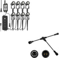 SUNTHIN 8 Pack Outdoor Landscape Lighting with Dusk to Dawn Sensor Controller Bundled 9.8FT T Shape Extension Cord