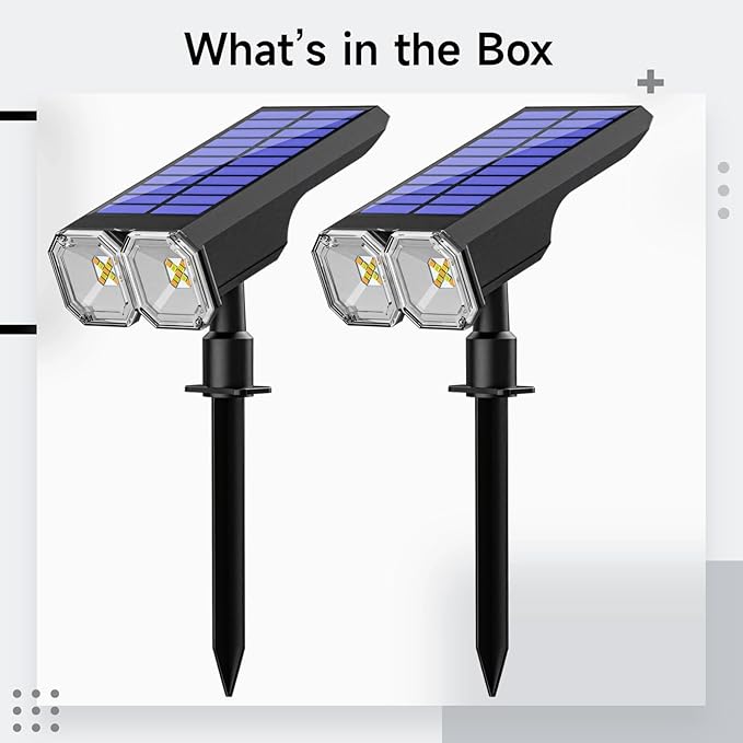 Solar Outdoor Spotlights 2-Pack Adjustable 90° Led Head Waterproof RGB &amp White Lighting Solar &amp USB Charging Great for Garden Pathway Patio