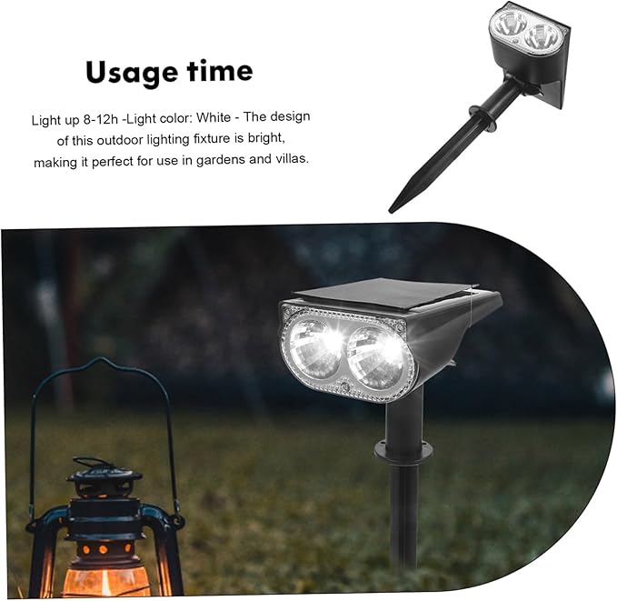 Homoyoyo 2pcs Solar Spotlights Led Landscape Lights Outdoor Garden Lights for Decorative Use