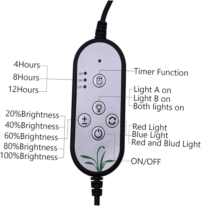Sosoport 9w Led Grow Light with Adjustable Gooseneck Dimmable Levels Timer for Indoor Plants Hydroponics and Greenhouse Cultivation