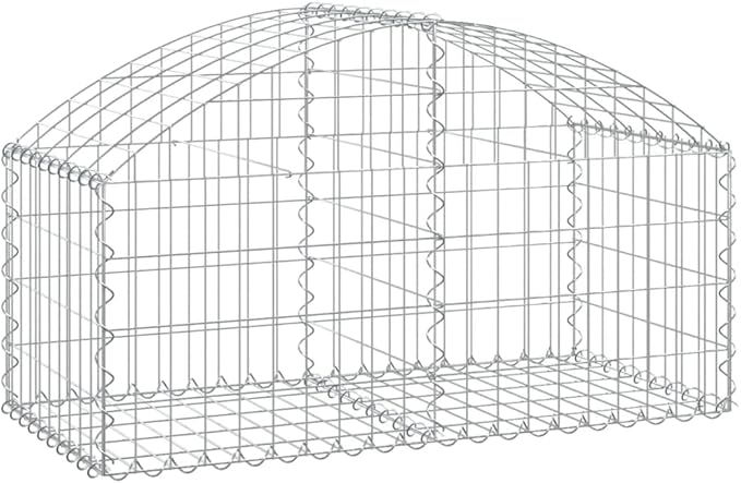 Arched Gabion Basket Silver Galvanized Iron 39.4 x 19.7 x 23.6 in Outdoor Planter for Garden Bed Sound Absorbing Durable Landscape Design