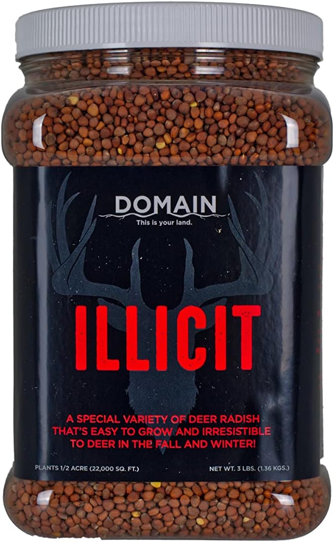 Domain Outdoor Illicit Food Plot Seed Fast Growing Variety of Deer Radish Perfect Seed for Spring Summer or Fall Leafy Greens Sugar-Filled Tap Root Up to 8 Tons of Forage Per Acre 1/2 Acre