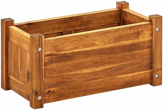 vidaXL Garden Raised Bed Wooden Raised Flower Bed for Flowers and Plants Solid Acacia Wood Planter Outdoor and Indoor Use Brown