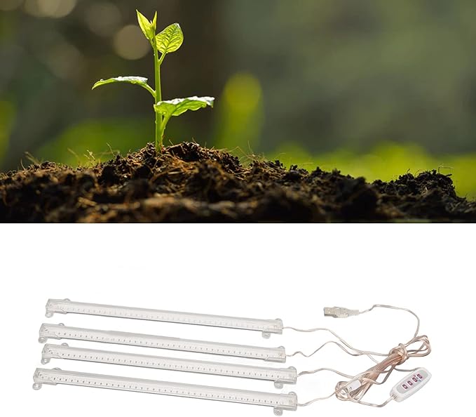 flexman LED Plant Growing Lamp 4 Heads USB Plug Dimmable Timer Full Spectrum Grow Light for Indoor Succulent Potted Plant Green House Hydroponics (Sun Light 4000K 168LEDs)