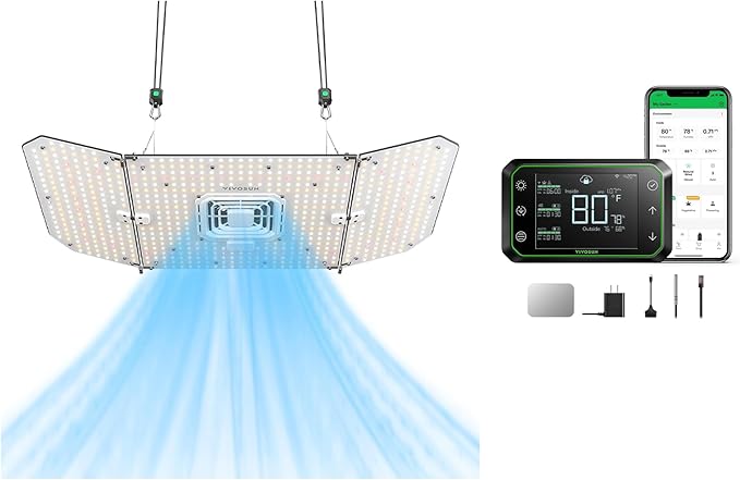 VIVOSUN AeroLight Wing AW200SE and GrowHub Controller E25 for Grow Tent Cooling Ventilation Lighting Supports Smart Grow System Devices Easy to Install &amp Use WiFi App Controllable for 2x4/3x3 G
