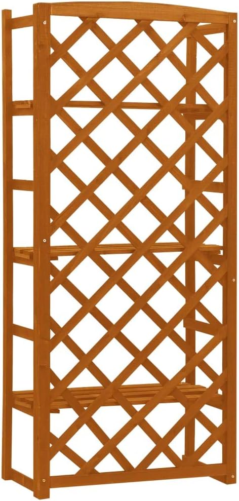 Wooden Garden Planter with Trellis Lattice Panels Freestanding Acacia Wood Plant Raised Bed Raised Bed for Outdoor Climbing Planting Yard Patio Decoration Orange 23.6x11.8x55.1