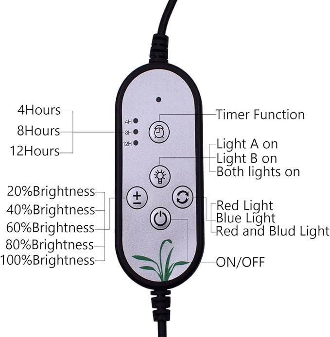 9w Adjustable Gooseneck Led Grow Light Single Head Timing Function for Indoor Plants Hydroponic Greenhouse Vegetable Garden