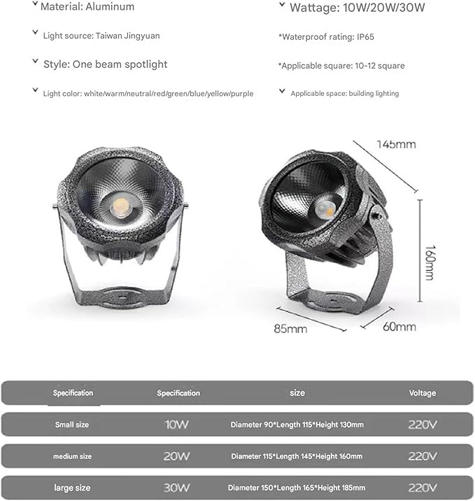 Led Spotlights - AC220V Outdoor LED Garden Light IP65 Waterproof Exterior Wall Lighting Engineering Lights Landscape Lighting for House Lawn Courtyard Park Tree Light(Blue20W(ac220v))