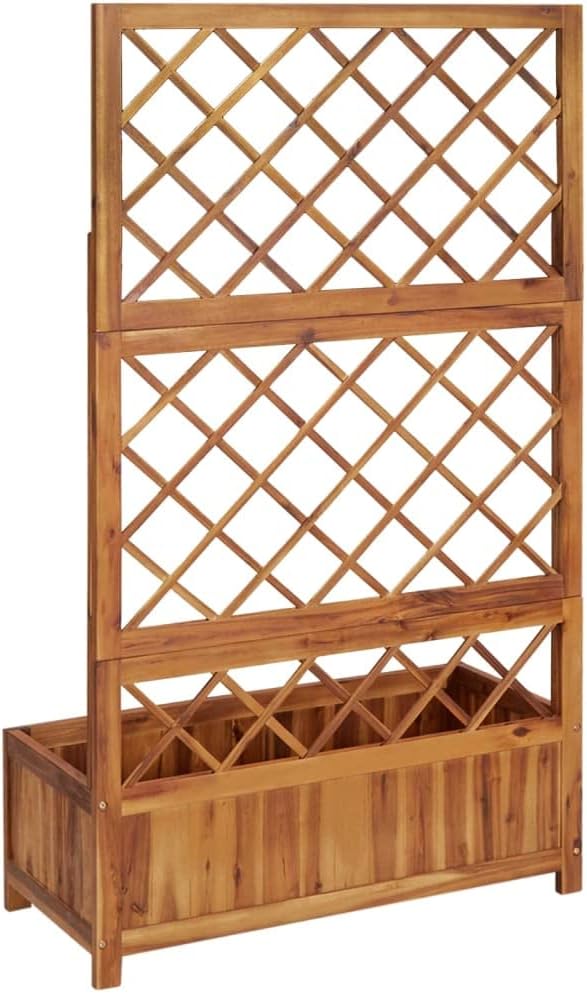 Wooden Garden Raised Bed with Trellis Garden Planter with Trellis for Vine Climbing Plants Garden Box Outdoor Raised Garden Bed Garden Planter Box 33.5x15x59.1-212