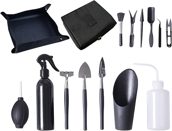 Garden Tool Set 15PCS Garden Planting Tool Set Bonsai Transplanting Gardening Tool Set Gardening Kit with Mini Planting Hand Tools for Indoor Miniature Garden Plant