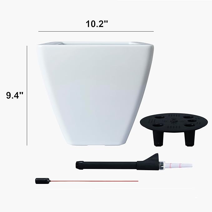 2 Pack Smart Self Watering Planter Pot for Indoor and Outdoor White Square Cone