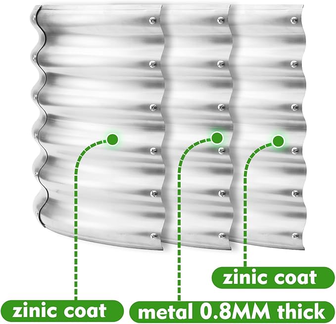 17 Tall Round Outdoor Garden Raised Garden Bed Kits-0.8MM Thick Metal Raised Planter Bed/Ground Planter Box for Variety of FlowersHerbsVegetablesTrees (Silver 32 Dia X 16.5 inches)