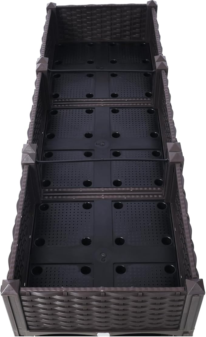 Planter Raised Beds - Elevated Garden Box with Drainage Plug for Vegetable/Flower/Herb Outdoor Standing Planter Beds Gardening Kit Brown 47.2x15.7x27.7