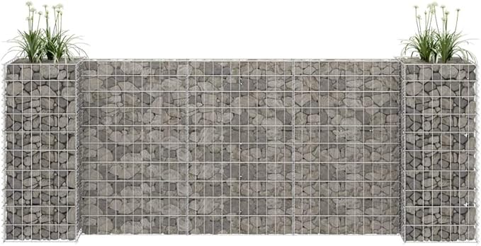 Gabion Planter Raised Garden Bed 102.4 x 102.4 x 39.4 in Silver Large Outdoor Metal Raised Flower Bed for Patio Landscape &amp Backyard Gardening