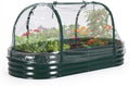 IDEALHOUSE 6'×3'×1' Oval Galvanized Steel Raised Garden Bed Kit with Removable Zippered PVC Cover &amp Open Base Outdoor Metal Planter Box for Vegetables Flowers Herbs Deep Green