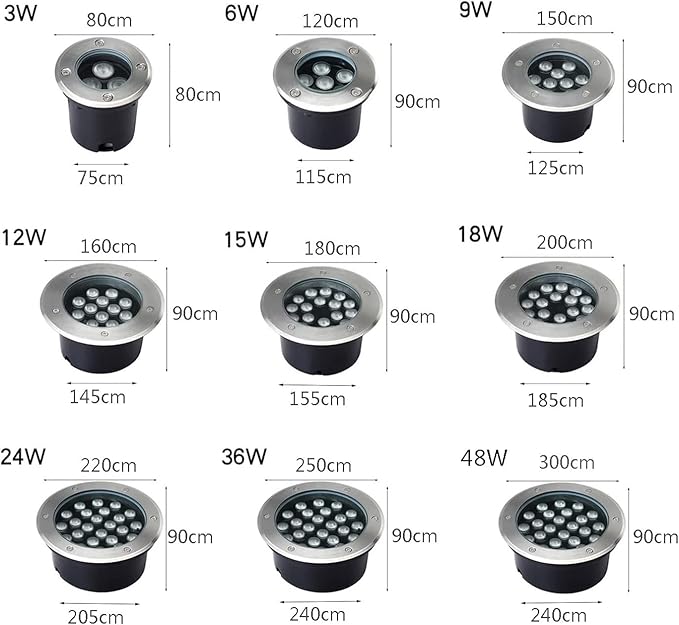 Low Voltage Landscape Lights LED Well Lights Outdoor In Ground Light IP66 Waterproof AC12-24V Spotlights for Yard Garden Pathway Lawn Landscape Light