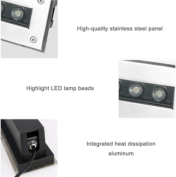 Outdoor Buried Lights - Ground LED Landscape Lamp AC85-110V Led Recessed Ground Spotlight Rectangular Underground Light IP65 Waterproof Stainless Steel Garden Floor Lamp(Blue85-110V(9W)) (Red