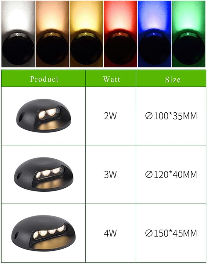 LED Underground Light Outdoor Buried Lights IP65 Waterproof 1 Side Lighting Surface Mounted Deck Lights Low Voltage AC/DC12-24V for Garden Path Wall Stair Yard Landscape Spotlight