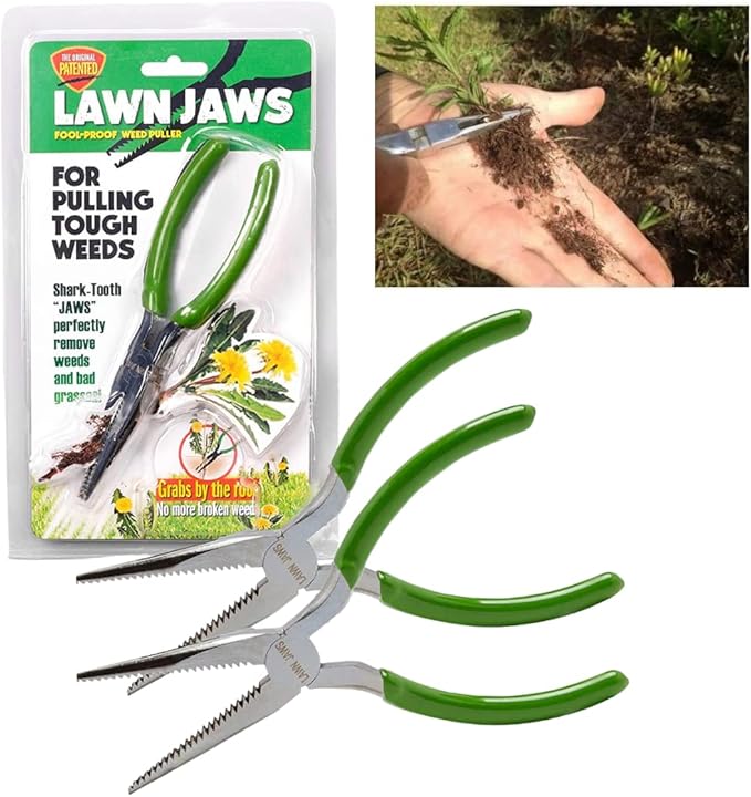 The Original Sharktooth Weed Puller Remover Weeding &amp Gardening Tool Weeder(2pk) -Pull from The Root Easily! Ergonomic Handheld Weeding Tool for Spring Summer Cleaning For All Age Gardeners