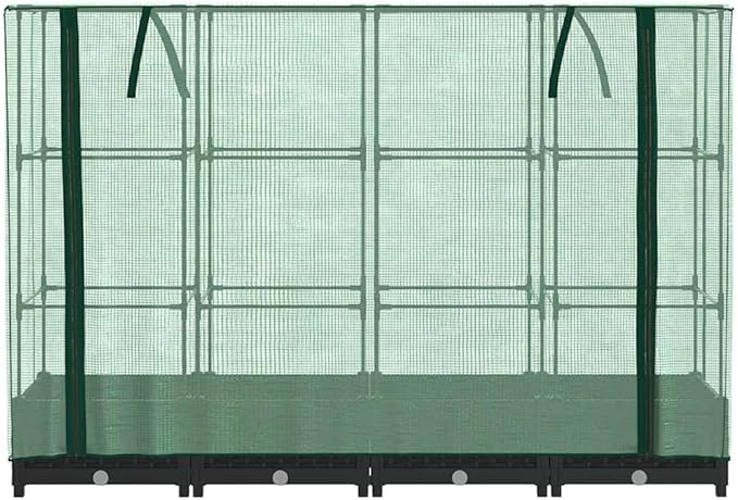 vidaXL Rattan Look Raised Bed with Greenhouse Cover 63X15.7X48.4 in Water Resistant Planter Box for Outdoor Gardening Balcony Usage Durable Synthetic Material Beds Garden Flower Vegetable