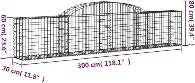 Gabion Basket Galvanized Steel Wire Mesh Retaining Wall for Garden Fence Landscape 118-Inch Iron Cage 4-Piece Basket Set