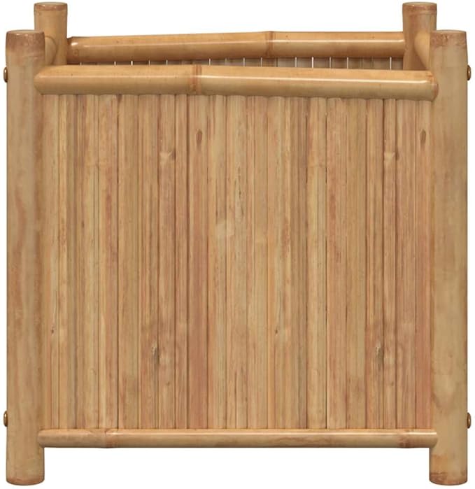 Natural Bamboo Square Planter Box 19.7x19.7x19.7 Inch Outdoor Garden Planter Durable Raised Garden Bed for Patio Balcony Deck