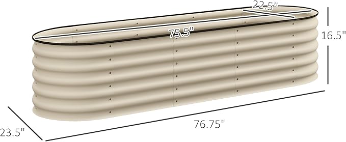 6.5' x 2' x 1.4' Galvanized Raised Garden Bed Kit Outdoor Metal Elevated Planter Box with Safety Edging Easy DIY Stock Tank for Growing Flowers Herbs Vegetables Cream
