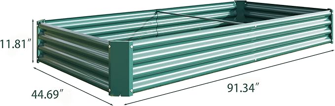 Raised Garden Bed Kit - Metal Raised Bed Garden 7.6x3.7x0.98ft for Flower Planters Vegetables Herb (Green)