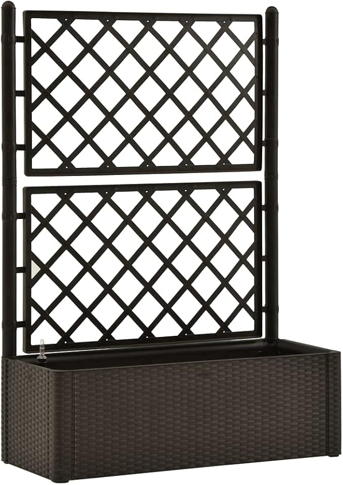 Raised Garden BedGarden Boxfor Vine Climbing Plants Vegetable Flower Free-Standing Raised PlanterGarden Raised Bed with Trellis and Self Watering Systemfor Yard Garden Indoor OutdoorMocha