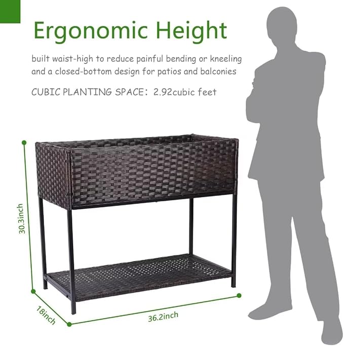 WONDER GARDEN Raised Garden Bed-Planter Box - Elevated Raised Garden Beds Outdoor with Legs &amp Storage Shelf for Vegetables Flower Herb Backyard Patio