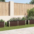 Raised Garden Bed Brown Galvanized Steel 63x15.7x17.7 inch Rectangular Outdoor Planter Box for Vegetables Herbs Flowers Durable Garden Beds