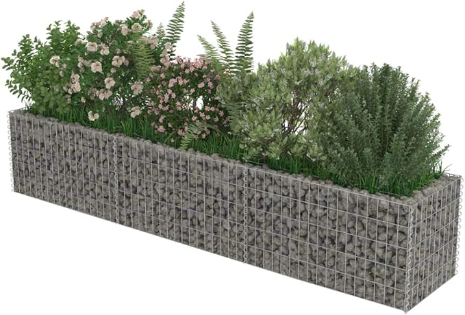 Gabion Raised BedOutdoor Garden GabionsStone BasketsPlanters Raised Vegetable BedsGarden DecorationGalvanized Steel 106.3x19.7x19.7