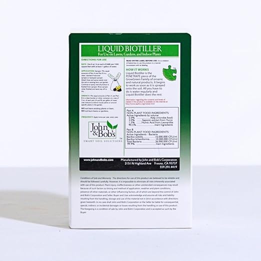 John&ampBob’s Penetrate Liquid Biotiller | Organic Clay Soil Treatment Break up Hard &amp Clay Soil 32oz. (4000 sq. ft.)