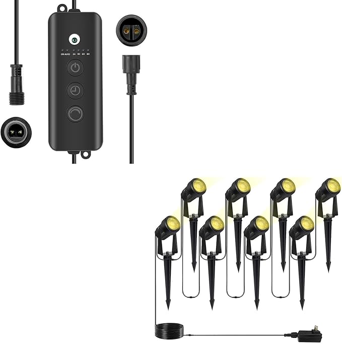SUNTHIN Outdoor Landscape Lighting 8 Pack with Dusk to Dawn Sensor for Timer and Dimming