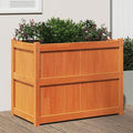 Solid Pine Wood Garden Planter Wax Brown 35.4x19.7x27.6 Raised Garden Bed for Outdoor Plants Patio Balcony