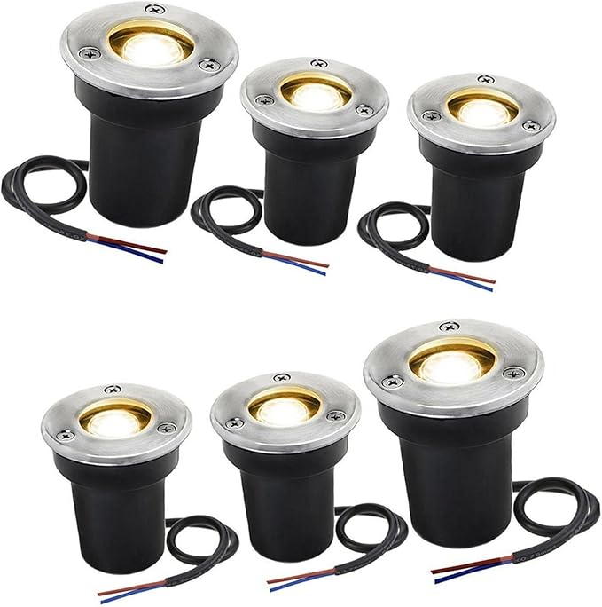 6 Pack Outdoor LED Flood Light - 1W Ground Spotlights IP67 Waterproof Outdoor Buried Lights Recessed LED Spot Lights For Paving Patio Step Garden Lawn Landscape Lighting(Green220v(1W))