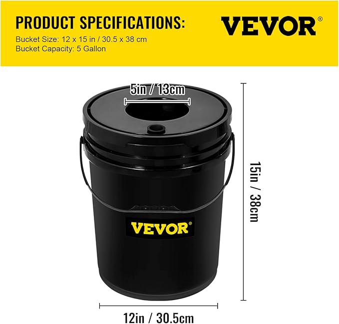 VEVOR DWC Hydroponic System 5 Gallon 4 Buckets Deep Water Culture Growing Bucket Hydroponics Grow Kit with Pump Air Stone and Water Level Device for Indoor/Outdoor Leafy Vegetables