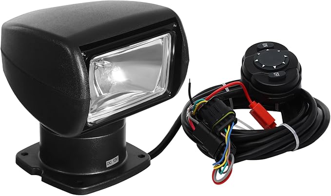 Gdrasuya10 12V 100W Boat Search Light Boat Remote Control Spotlight 360° Rotate Halogen Searchlight Spotlight Searchlight for Yachts Coast Guards