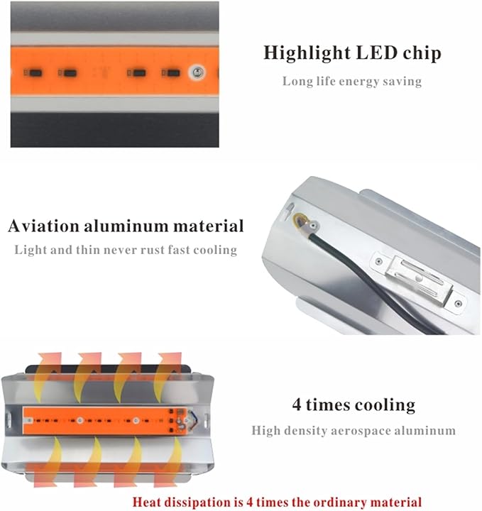 30W 50W 80W LED Grow Light AC 110V 220V Growth Floodlight Full Indoor Plant Light Greenhouse Cob Flood Grow Light(50W220V)