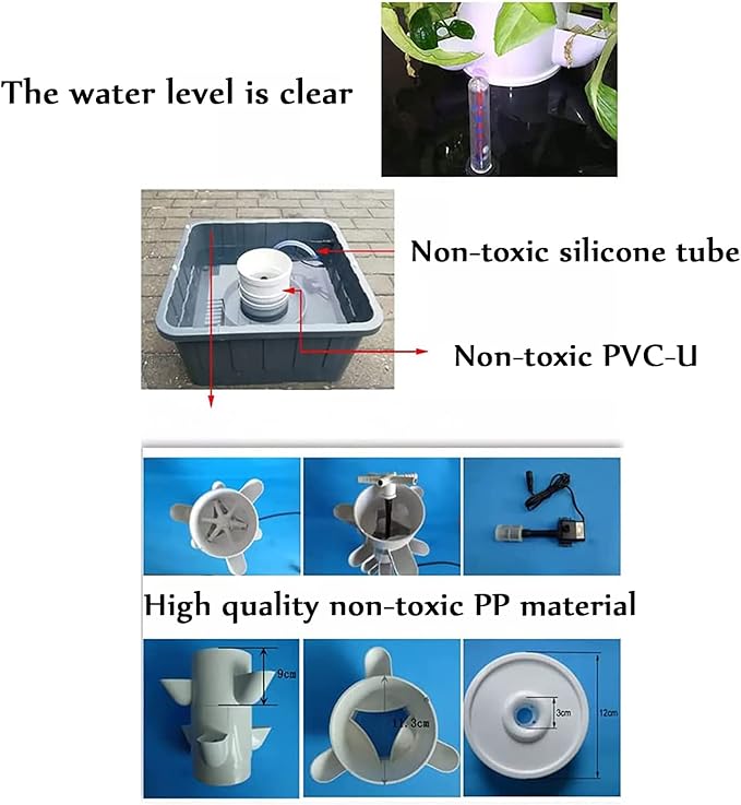 Hydroponics Growing System 15 Layer 45 Holes Indoor Hydroponic Grow Vertical Tower with Led Grow Llight Garden Tower Growing Kit for Grow Herbs Fruits Vegetables