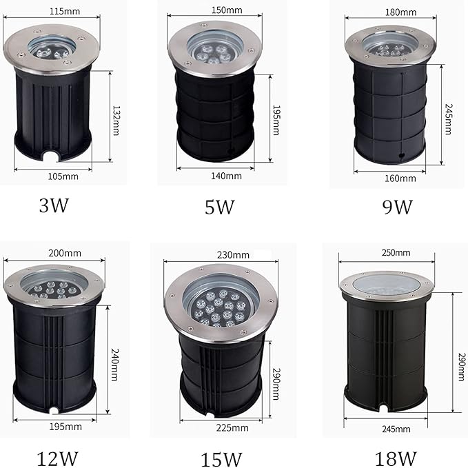 Adjustable Angle Underground Light LED Ground Light IP65 Waterproof AC85-110V Buried Lights for Outdoor Driveway Deck Step Garden Landscape Light