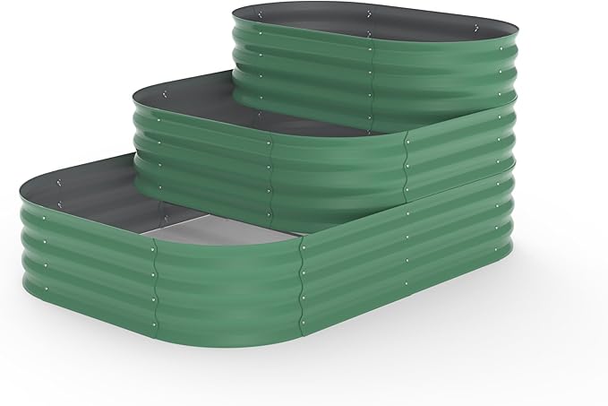 Galvanized Raised Garden Bed Kit – 61x42x31 in Outdoor Planter Box for Vegetables Herbs &amp Flowers. Modular 3-In-1 Raised Garden Beds Outdoor with Open Base Garden Box and Planters for Plants