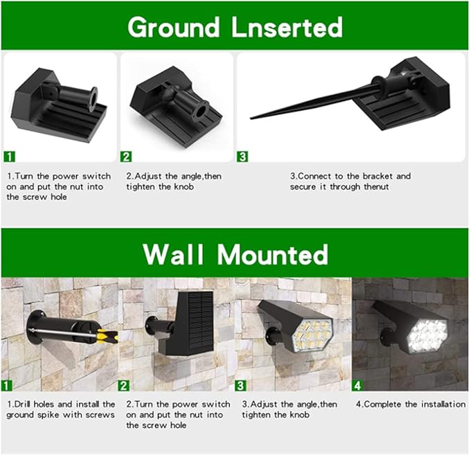 Solar Spot Lights Outdoor92 LED 3 Modes Solar Landscape SpotlightsSolar Powered Security Lights IP65 Waterproof Wall Lights for Walkway Yard Garden Drivewaywarm light4 pcs (Warm Light 8 pcs)