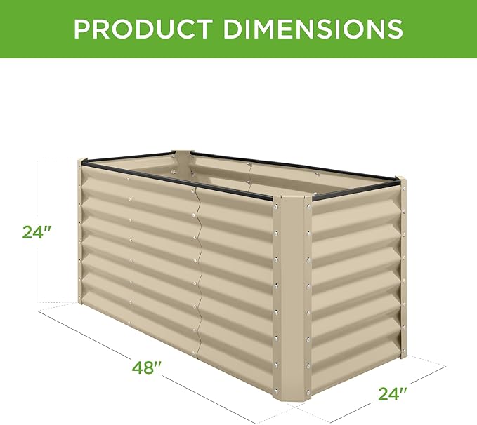 Best Choice Products 4x2x2ft Outdoor Metal Raised Garden Bed Deep Root Planter Box for Vegetables Flowers Herbs and Succulents w/ 119 Gallon Capacity - Beige