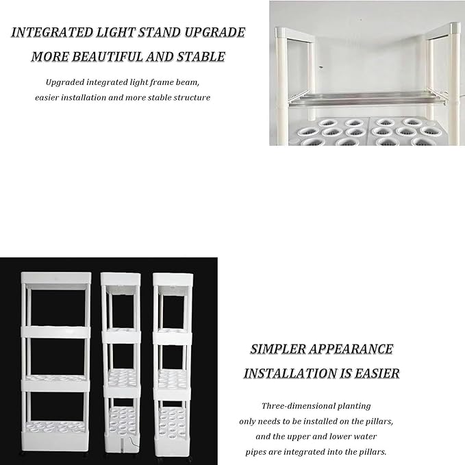 AMNOOL Hydroponics Tower with LED Grow LightIndoor Gardening SystemAeroponics Growing Kitfor Herbs Fruits and Vegetableswith Hydrating Pump Adapter Net Pots Timer.
