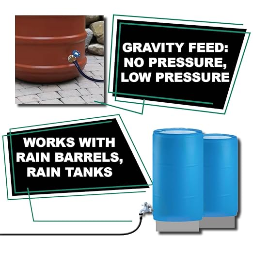 BlueBarrel™ Gravity-Fed Drip Irrigation Kit with Bubbler Emitters: No-Pressure/Low-Pressure Irrigation for Rain Barrels Rain Tanks &amp Cisterns. Made in USA