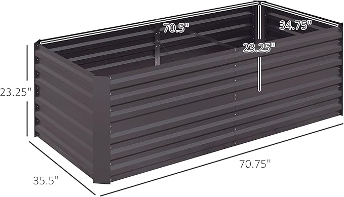 Galvanized Raised Garden Bed Kit Large and Tall Metal Planter Box for Vegetables Flowers and Herbs Reinforced 6' x 3' x 2' Dark Gray